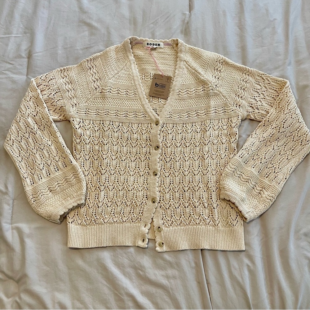 Boden Cream Knit Women's Cardigan Sweater Size S - Picture 1 of 6
